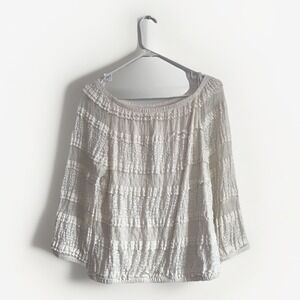 Candie's‎ Blouse Womens L Lace Off Shoulder 3/4 Sleeve Boho Top